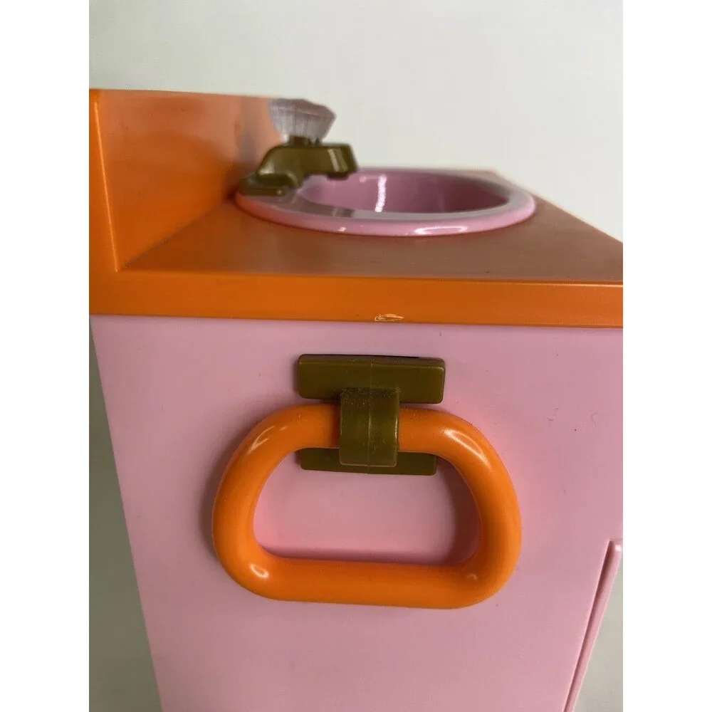 American Girl Julie's Groovy Bathroom Pink Doll Vanity with Sink and 2 Drawers
